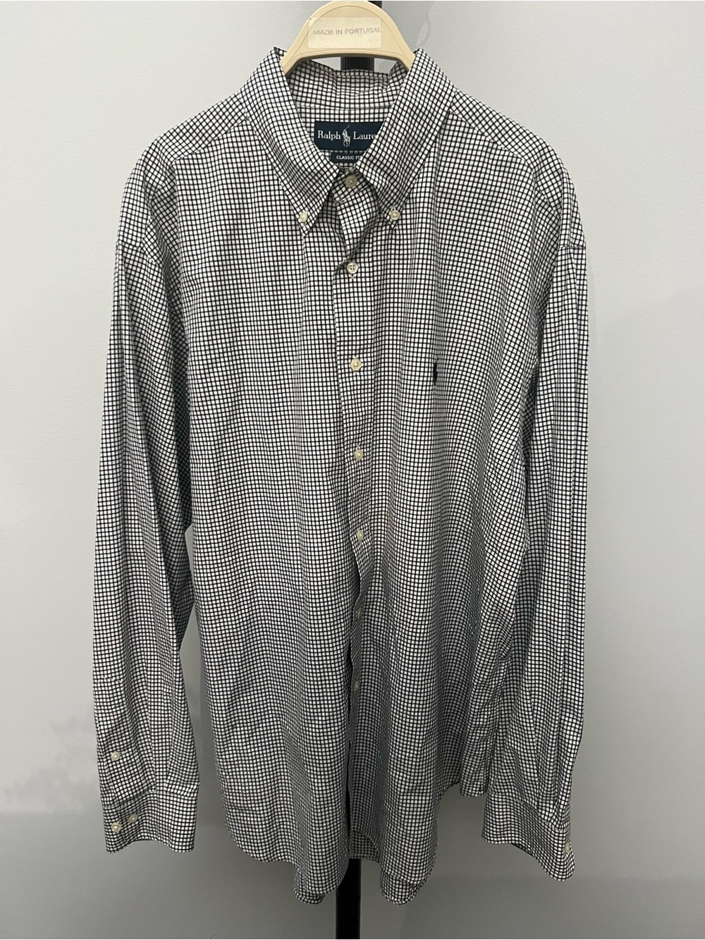 Ralph Lauren Black and White Micro-Check Button-Down Shirt